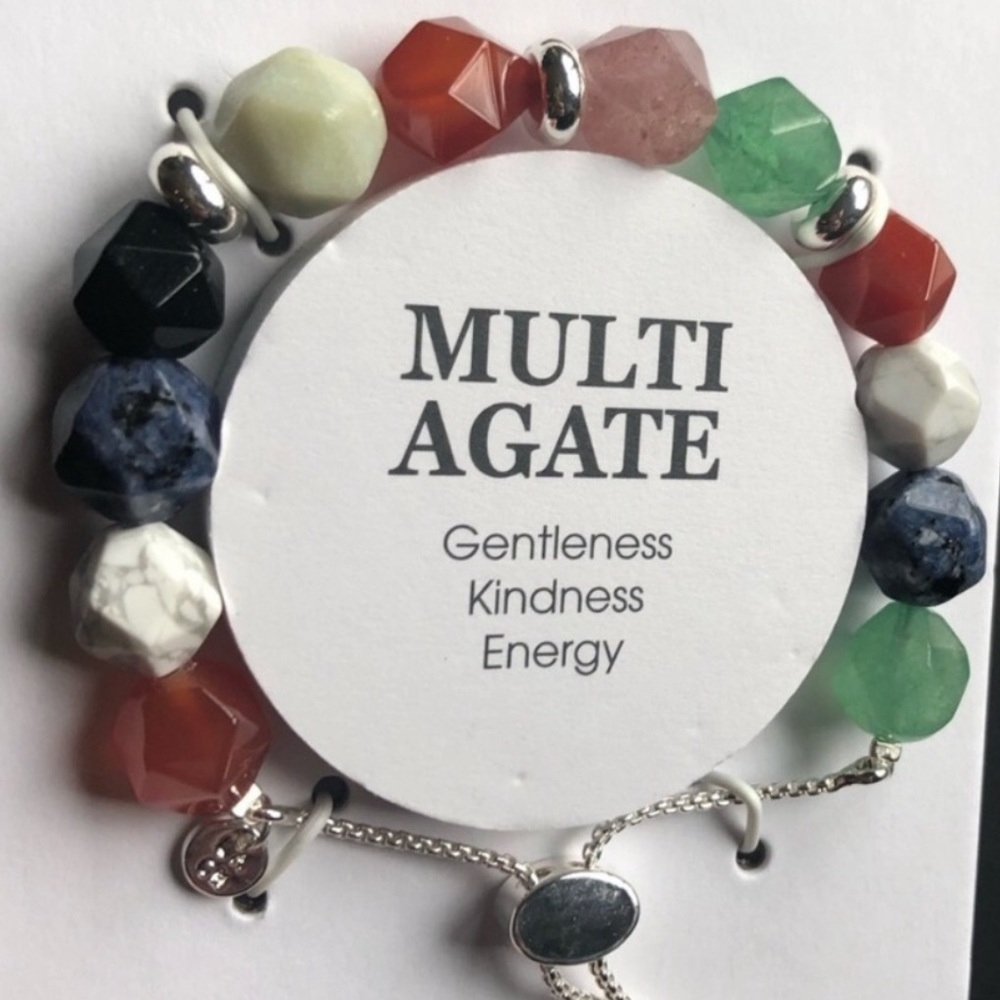 🍎🍏Genuine Agate Silver Boho Bracelet